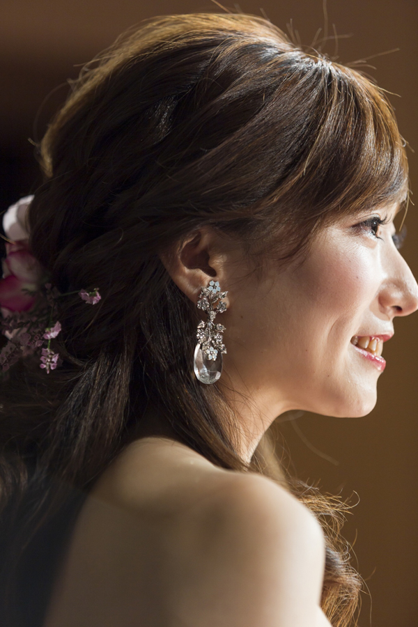 RENTAL][Sakura Dew Drop Earrings]by ElizabethBower｜JULIEBRIDAL  