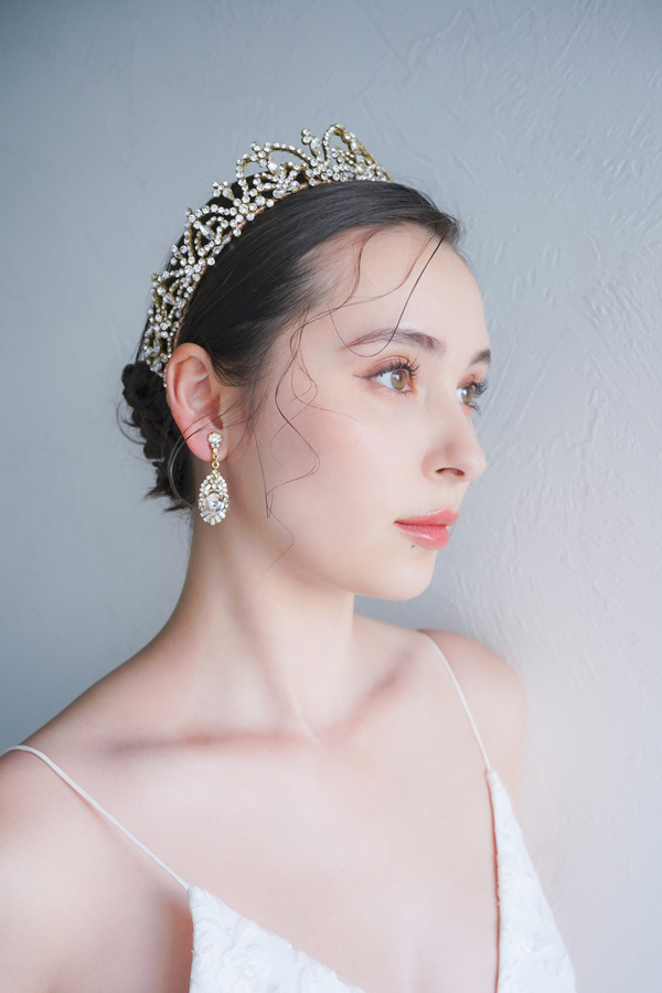 RENTAL][Lunetta Earrings Gold]by MariaElena｜JULIEBRIDAL 